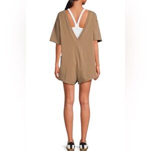 NWT Free People Hot Shot Tee Romper size Medium in Mocha Latte
